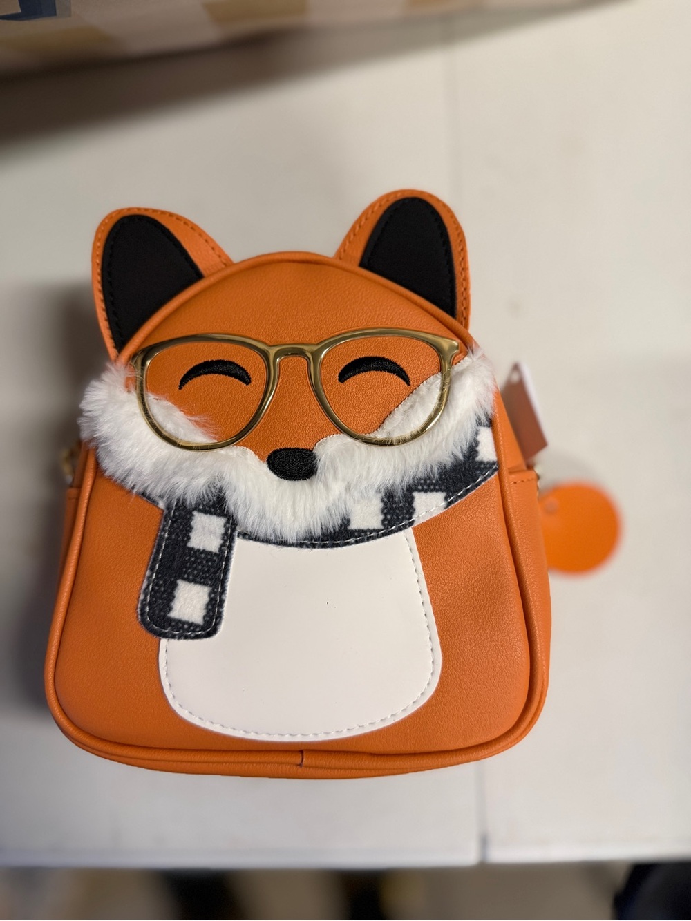 Bath & Body Works Orange Fox Shoulder Bag with Gold Glasses Detail